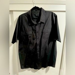 RVCA Black short sleeve button down- XXL